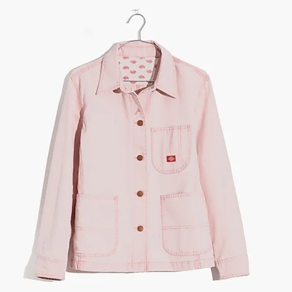 Madewell x Dickies pink jean jacket. Coquette, chic, prairie style sz medium
